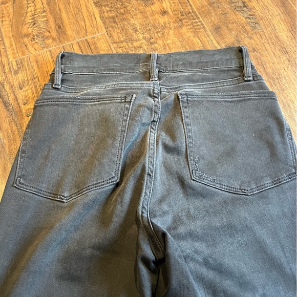 FRAME High Rise Le Nouveau Straight Leg Denim Distressed Black Raw Hem | 25 - Picture 9 of 11